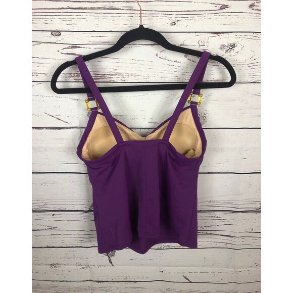 Lands End Tankini & skort set purple With gold accents color size 4 - Picture 4 of 12